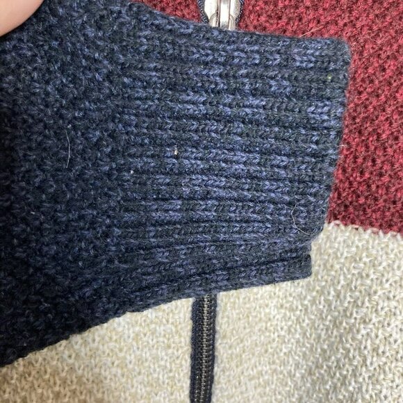 Fan Hans Fashion Men’s Retro Dad Full Zip Color Block Navy Red White Swe… - Picture 5 of 11